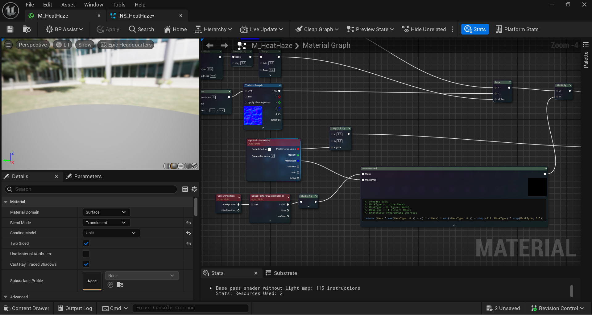 Dynamic Parameter Control and SceneTexture Mask Processing