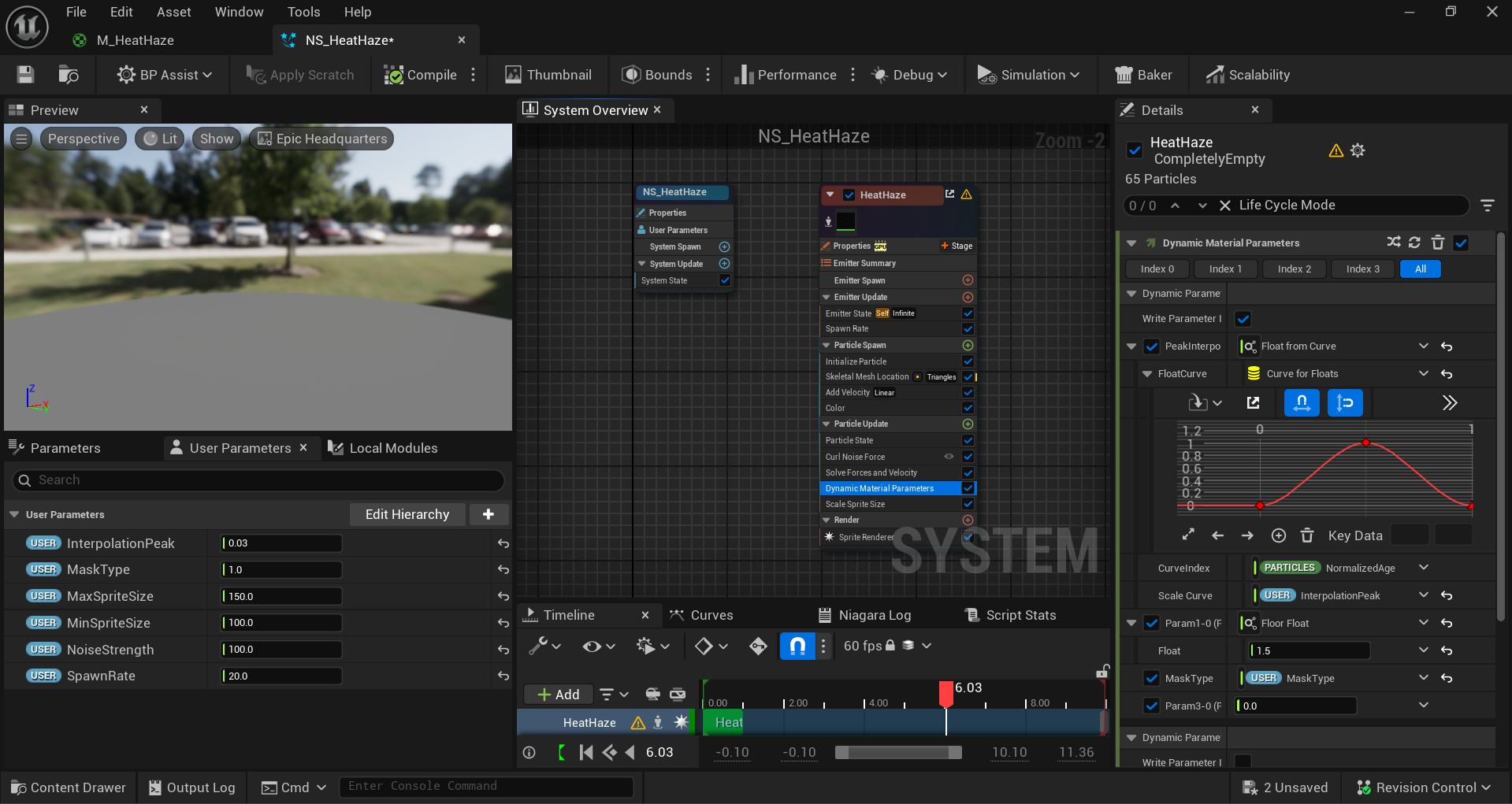 Parameterized Niagara Particle using Distortion Material