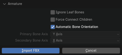Blender FBX Armature Import